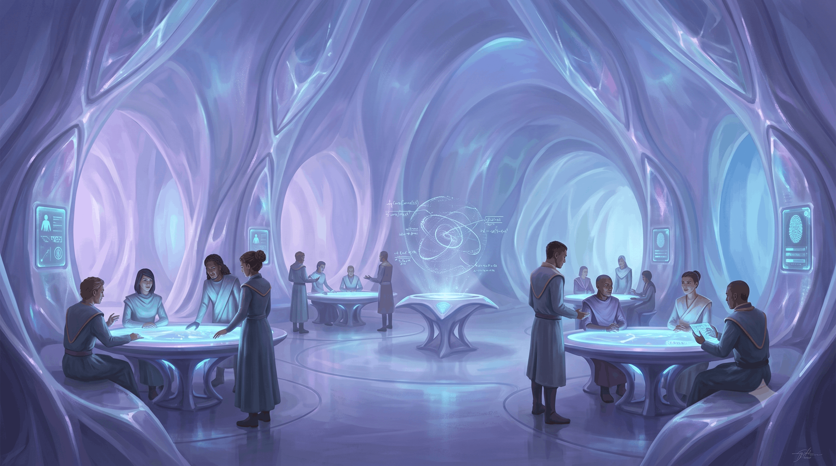 Futuristic city with conference room